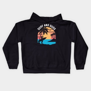 Retro Sunset Surfer Beer Edit Kids Hoodie